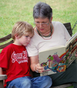 Grandma reading to her grandson